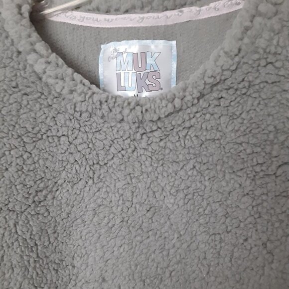 Muk Luks Women's Size Medium Pajama Top Grey - Picture 2 of 4